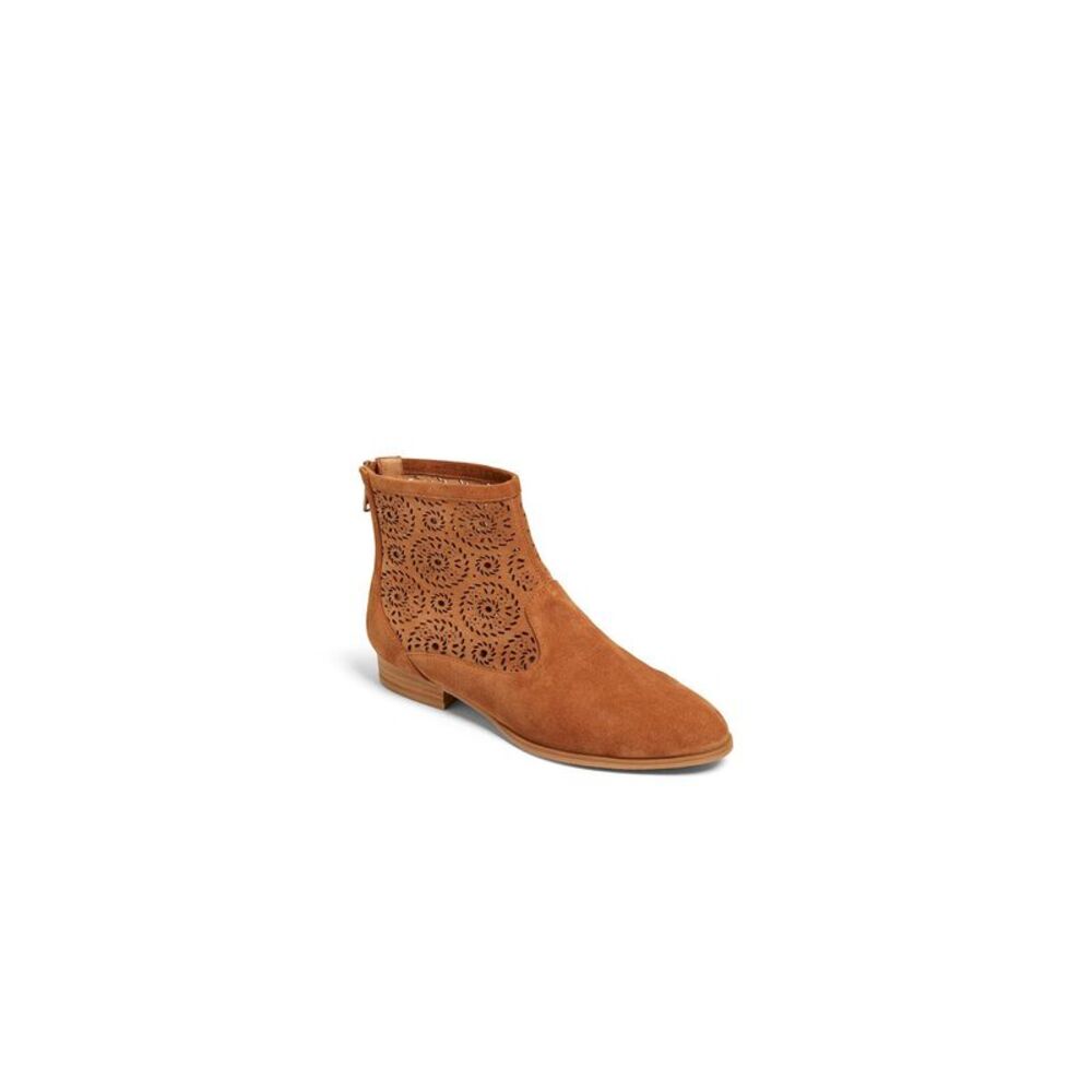 JACK ROGERS Womens Beige Rondelles Stacked Heel Suede Booties 7 - Picture 2 of 4